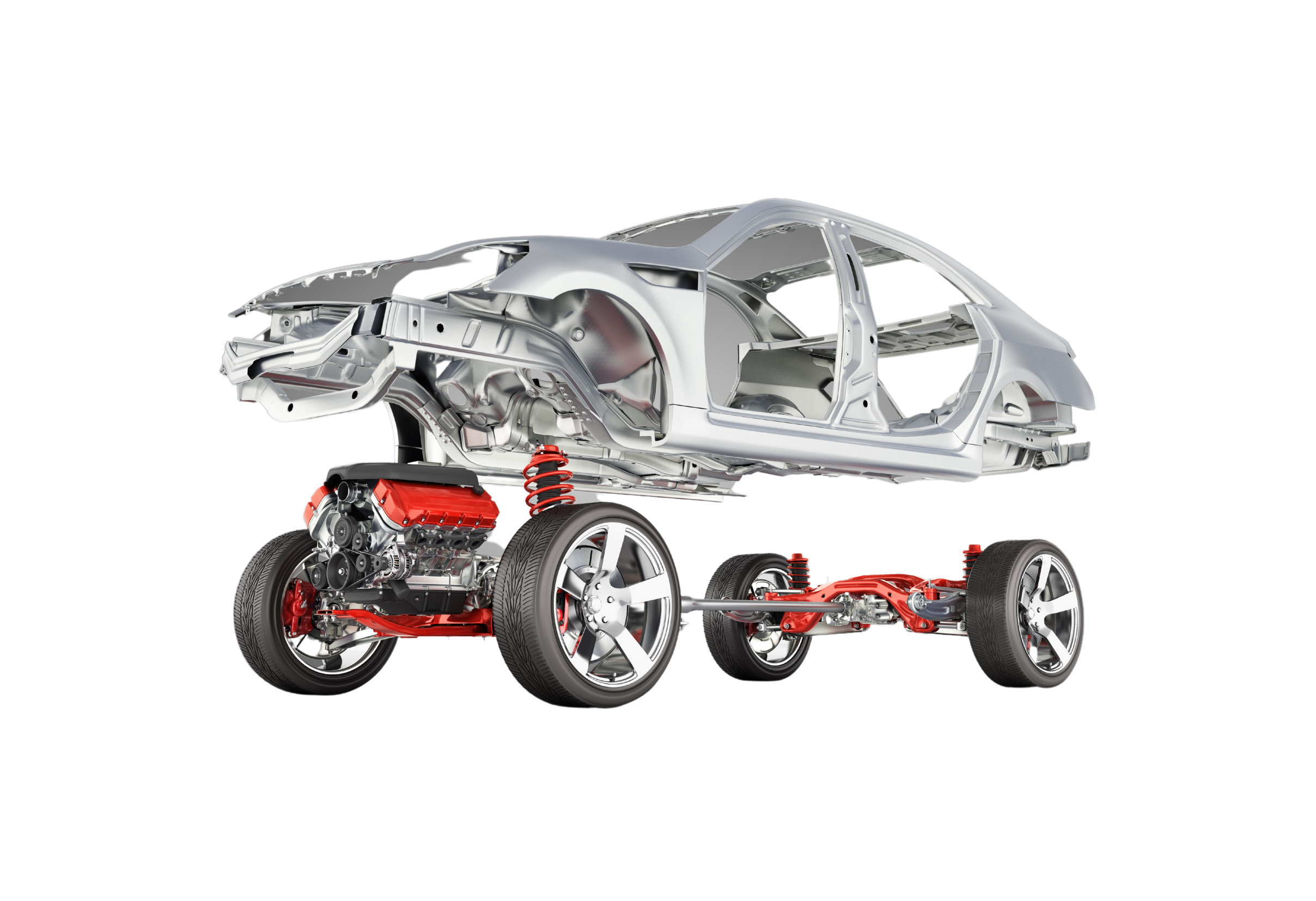 Exploded car suspension view